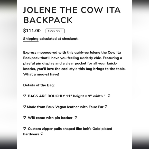 Jolene the Cow Basuragang Backpack - Picture 6 of 6